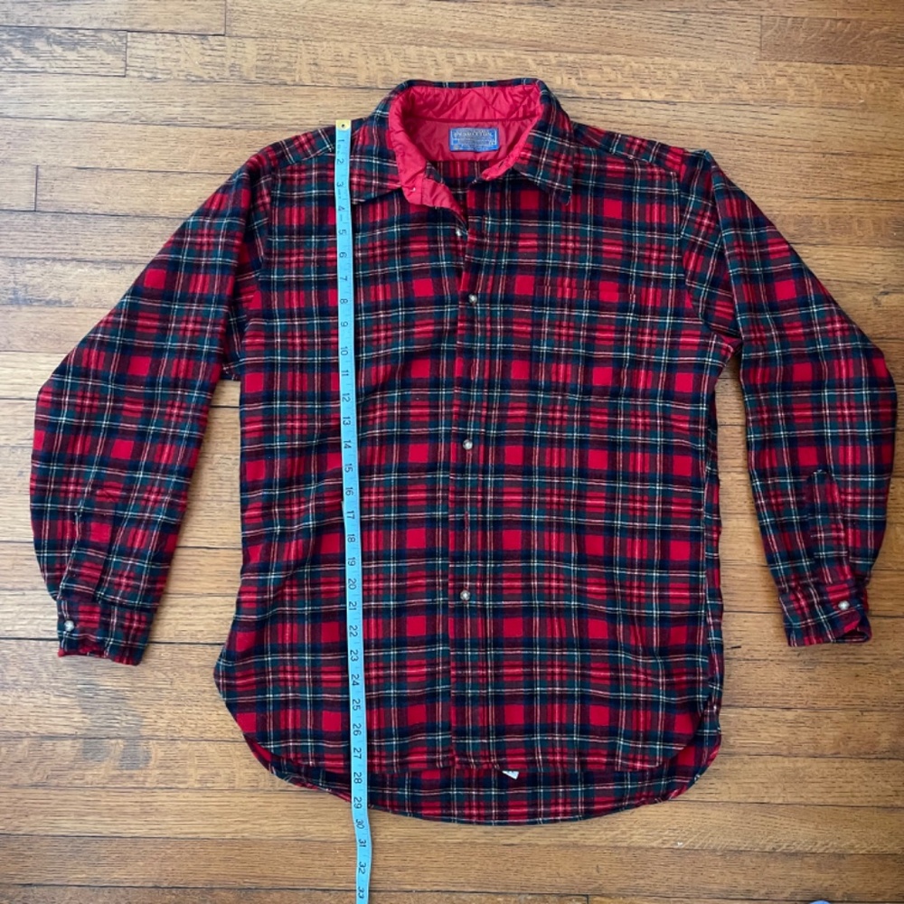 Vintage - Pendleton Red Plaid Virgin Wool Flannel Shirt Size Large - Picture 5 of 8